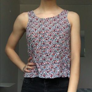 Orange and navy printed tank top